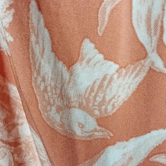 NEW H&M floral cottagecore smocked tie detail halter apricot tropical maxi large - Picture 9 of 11